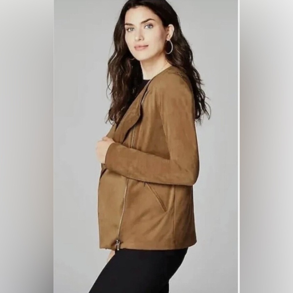 Like New J. Jill Faux Brown Suede Blazer, 2X - Picture 3 of 10